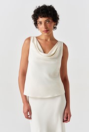 Nyla Cowl Neck Satin Top