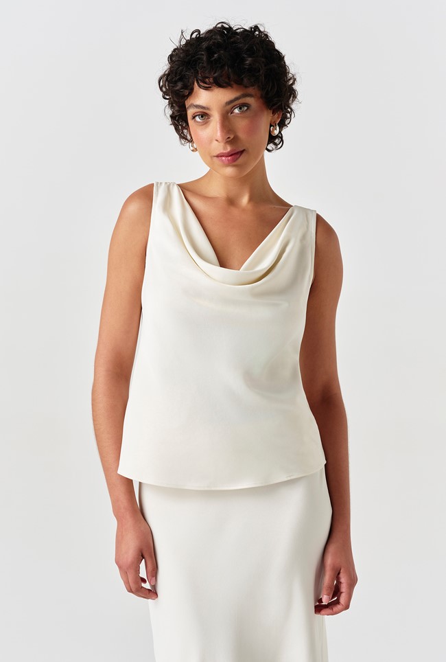 Nyla Cowl Neck Satin Top