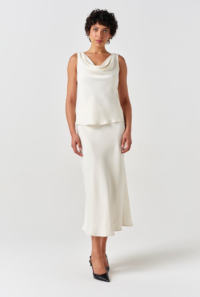 Nyla Cowl Neck Satin Top