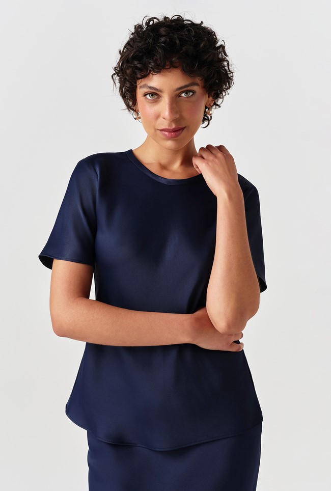 Ria Short Sleeve Satin Top