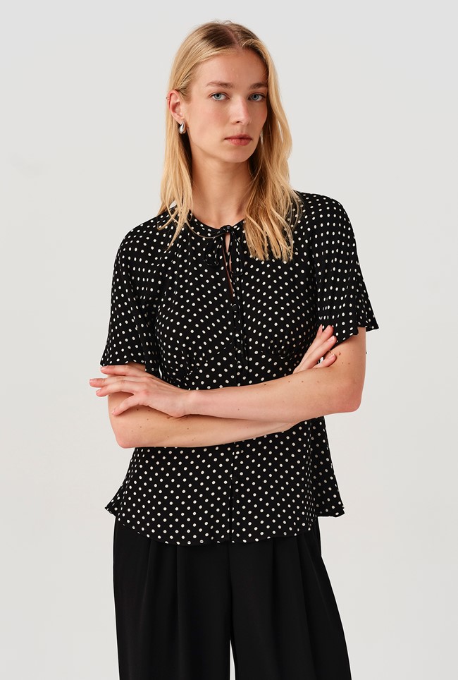 Frida Button Through Crepe Blouse