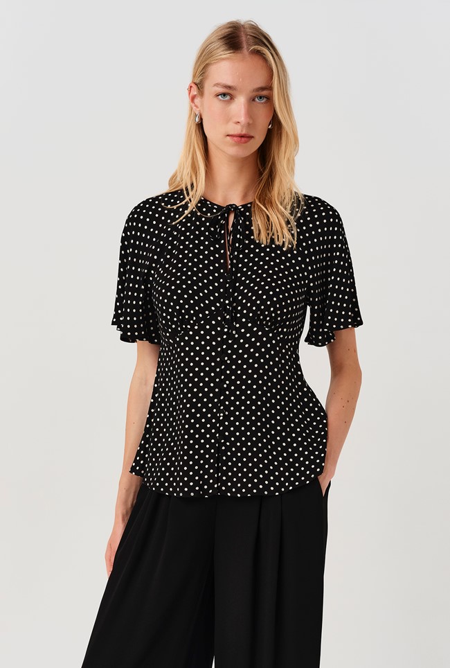 Frida Button Through Crepe Blouse