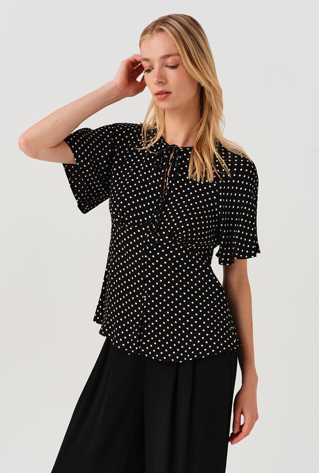 Frida Button Through Crepe Blouse