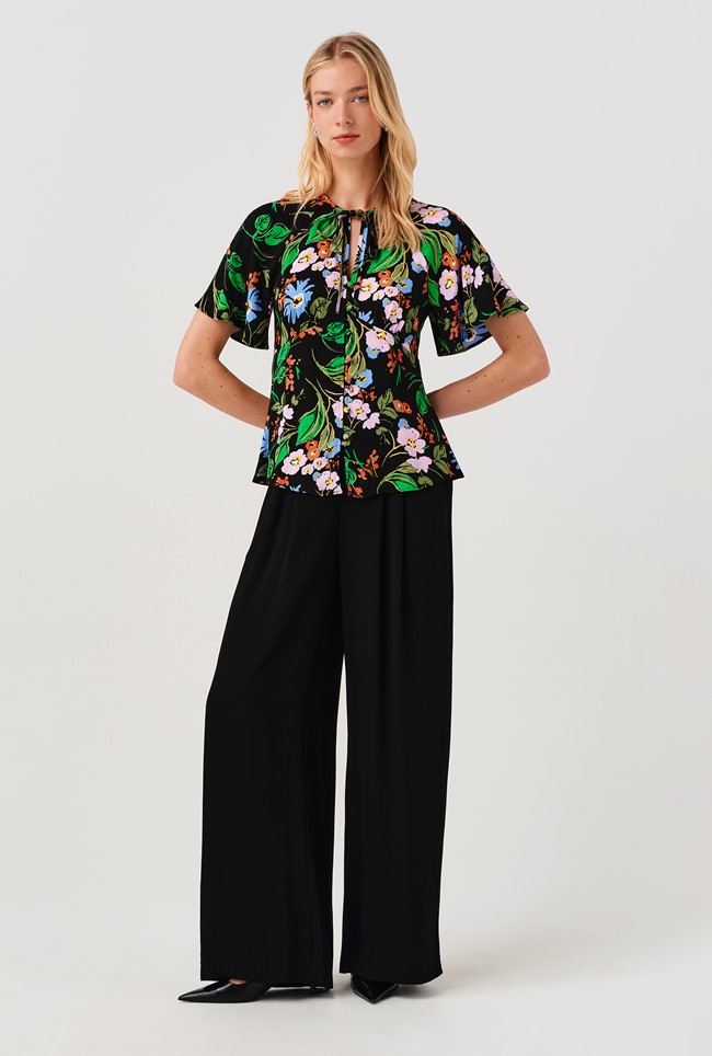 Frida Button Through Crepe Blouse