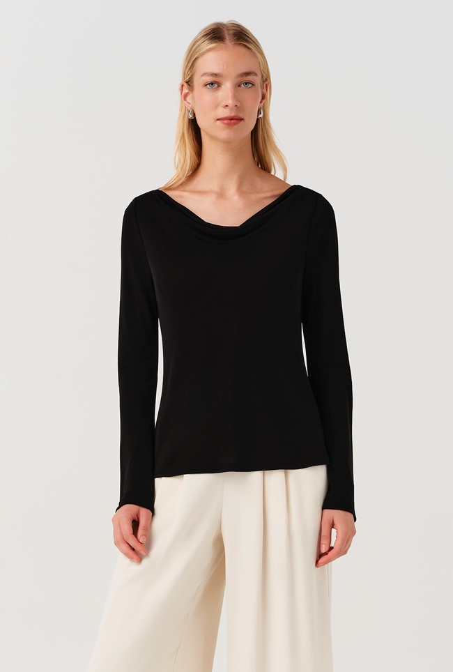 Tyla Cowl Neck Flute Sleeve Top