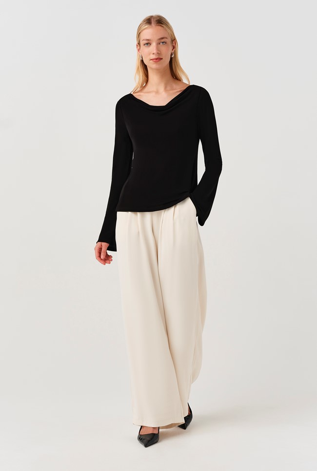 Tyla Cowl Neck Flute Sleeve Top