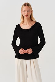 Tyla Cowl Neck Flute Sleeve Top
