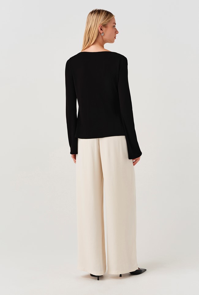 Tyla Cowl Neck Flute Sleeve Top