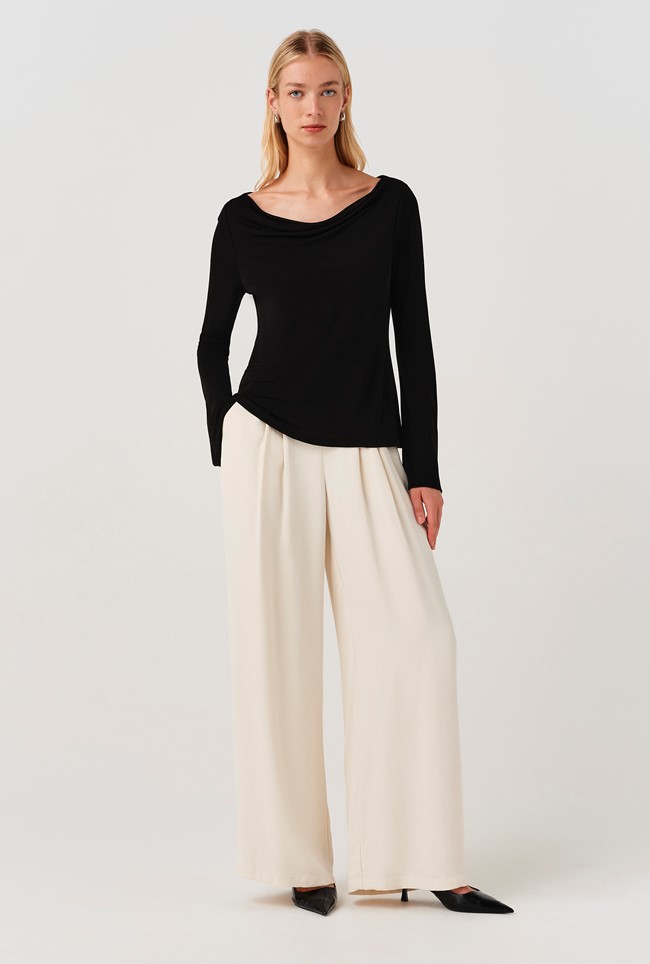 Tyla Cowl Neck Flute Sleeve Top