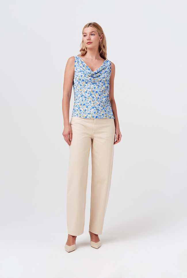 Nyla Cowl Neck Satin Top