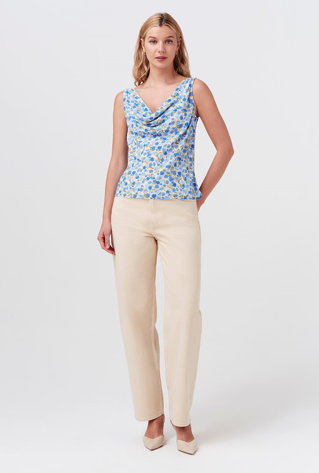 Nyla Cowl Neck Crepe Top