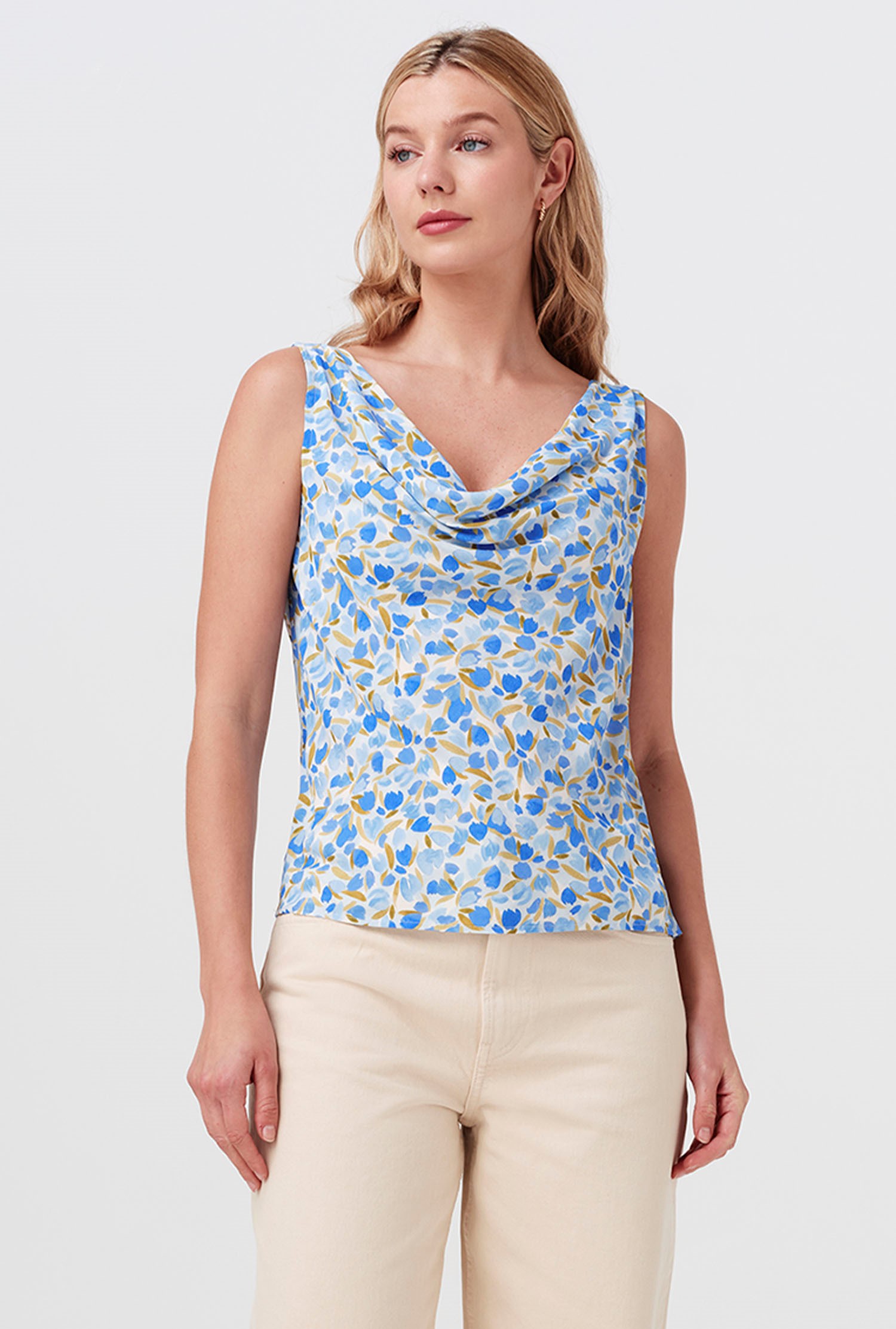 An image depicting Ghost Nyla Cowl Neck Crepe Top
