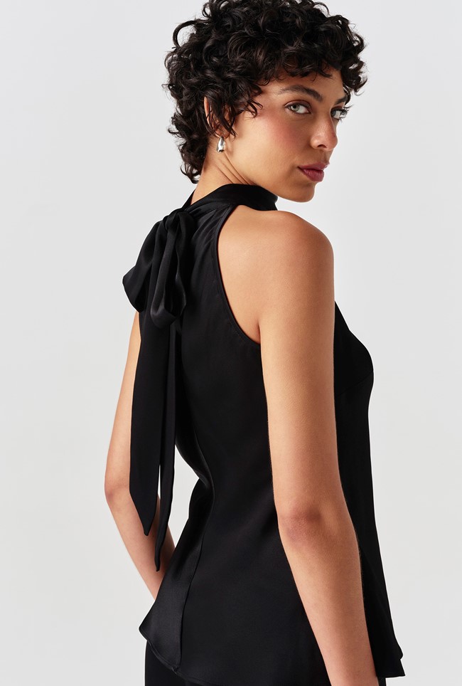 Reese High Neck Satin Top