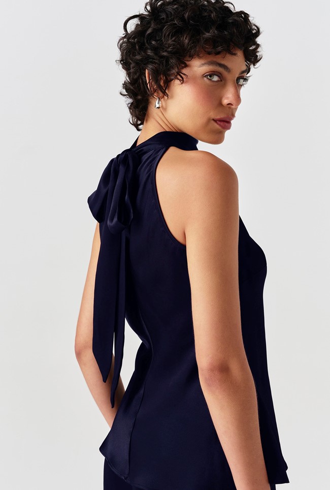 Reese High Neck Satin Top