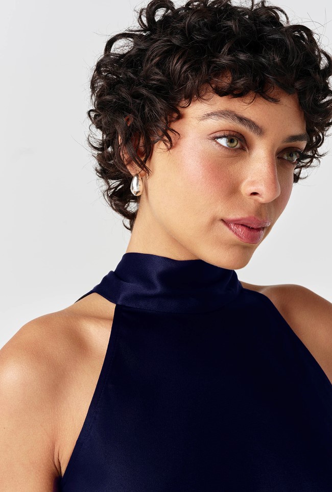 Reese High Neck Satin Top