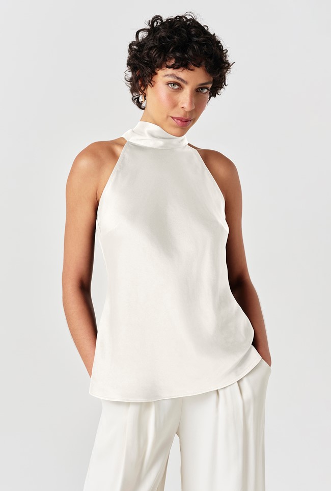 Reese High Neck Satin Top