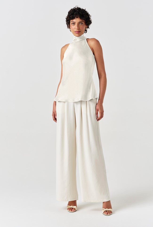 Reese High Neck Satin Top
