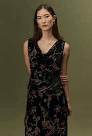 Celia Floral Devoré Velvet Cowl Neck Top