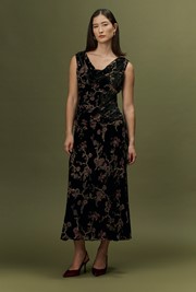Celia Floral Devoré Velvet Cowl Neck Top