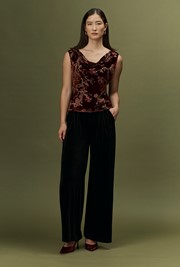 Celia Floral Devoré Velvet Cowl Neck Top