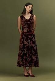 Celia Floral Devoré Velvet Cowl Neck Top