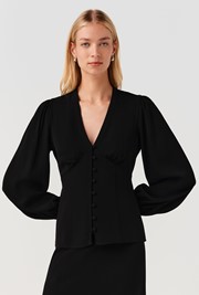Edina V-Neck Button Through Blouse