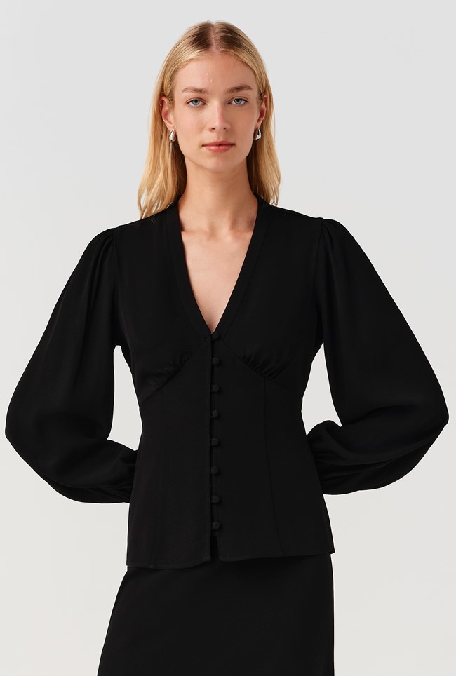 Edina V-Neck Button Through Blouse