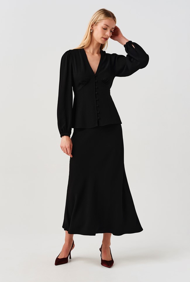 Edina V-Neck Button Through Blouse