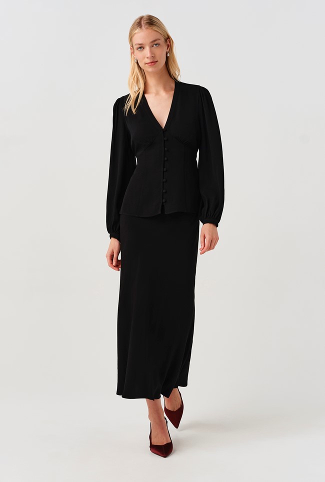 Edina V-Neck Button Through Blouse