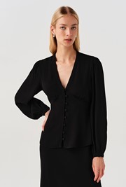Edina V-Neck Button Through Blouse