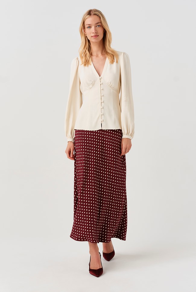 Edina V-Neck Button Through Blouse