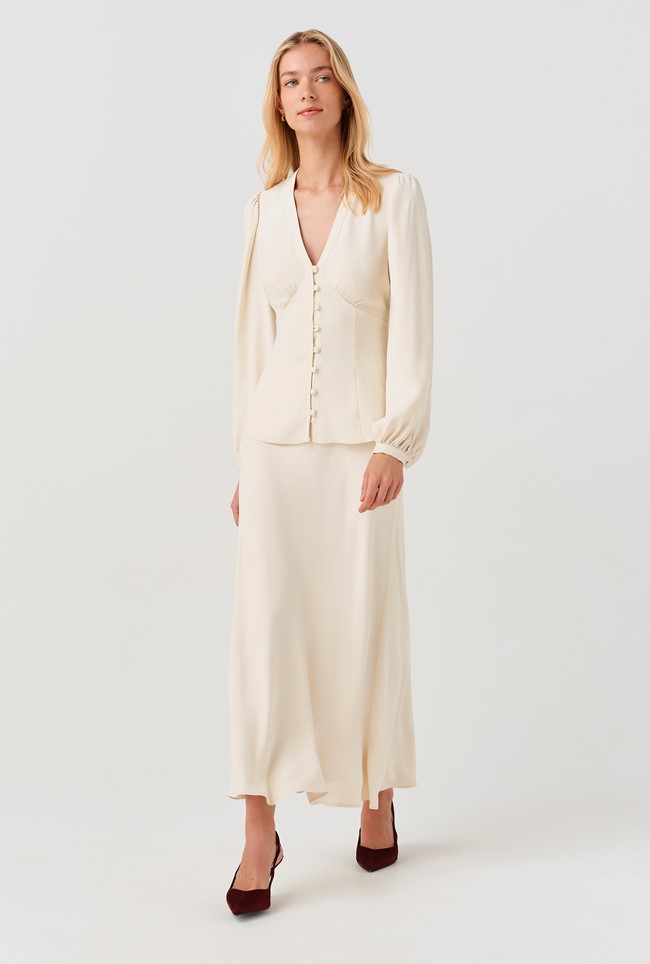 Edina V-Neck Button Through Blouse
