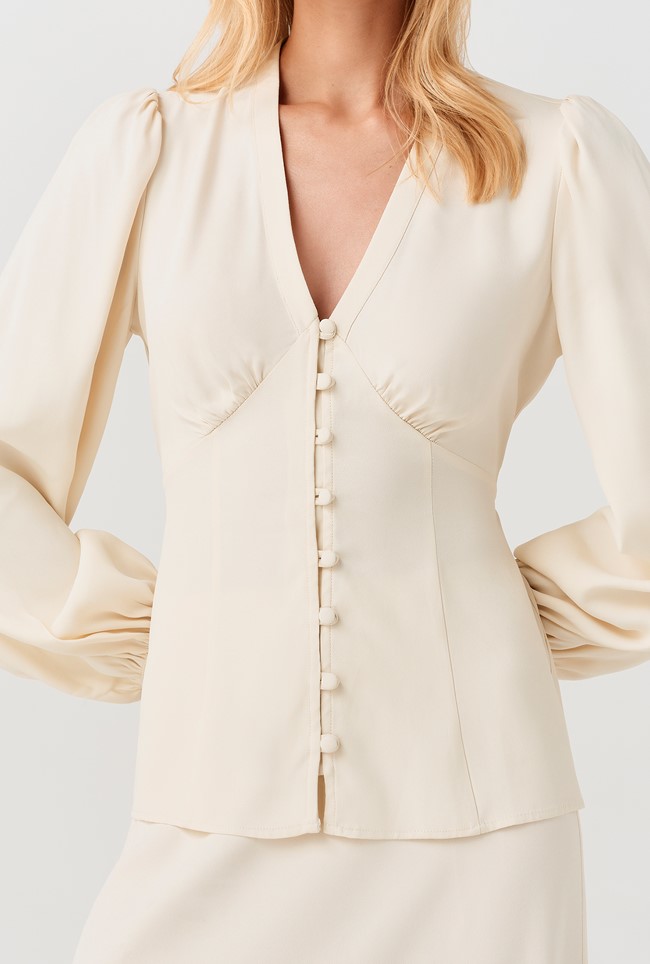 Edina V-Neck Button Through Blouse