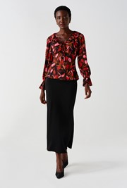 Esme Tulips Printed Crepe Long Sleeve Top