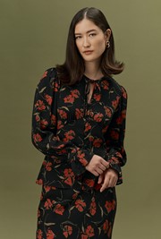 Clara Floral Button Through Crepe Blouse