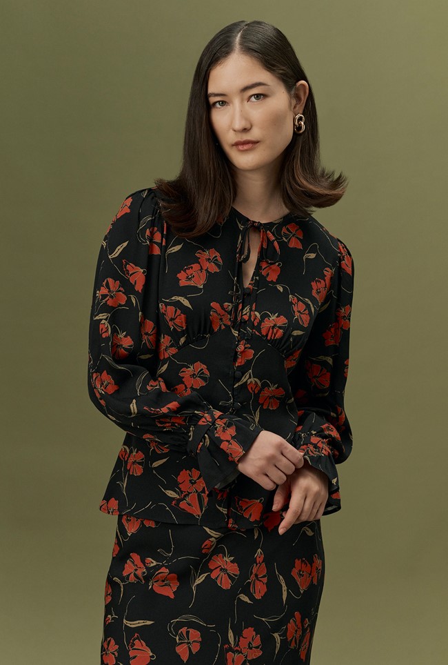 Clara Floral Button Through Crepe Blouse