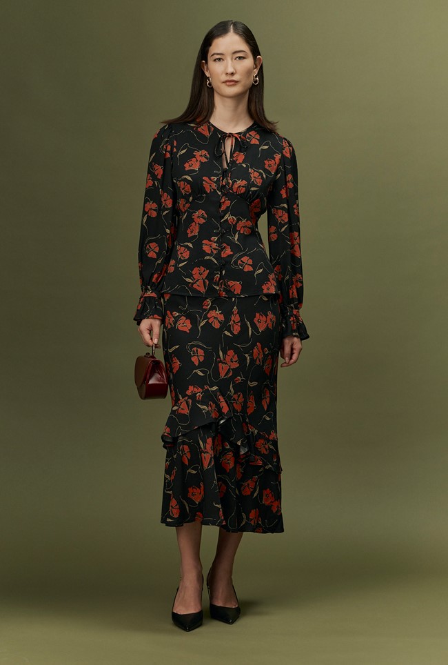 Clara Floral Button Through Crepe Blouse