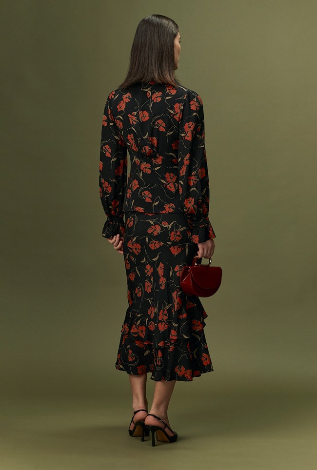 Clara Floral Button Through Crepe Blouse