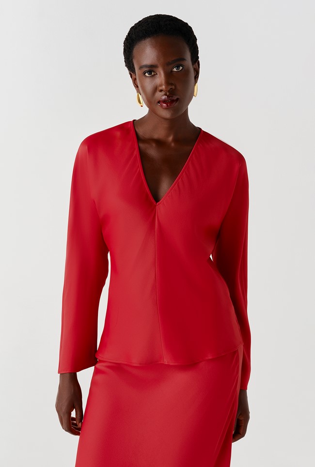 Lucille Long Sleeve Satin Top