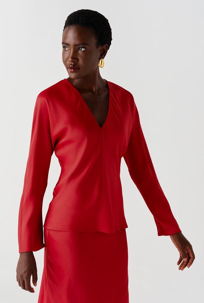 Lucille Long Sleeve Satin Top