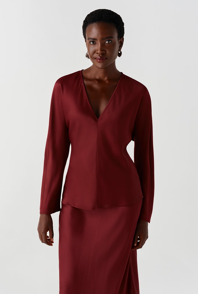 Lucille Long Sleeve Satin Top