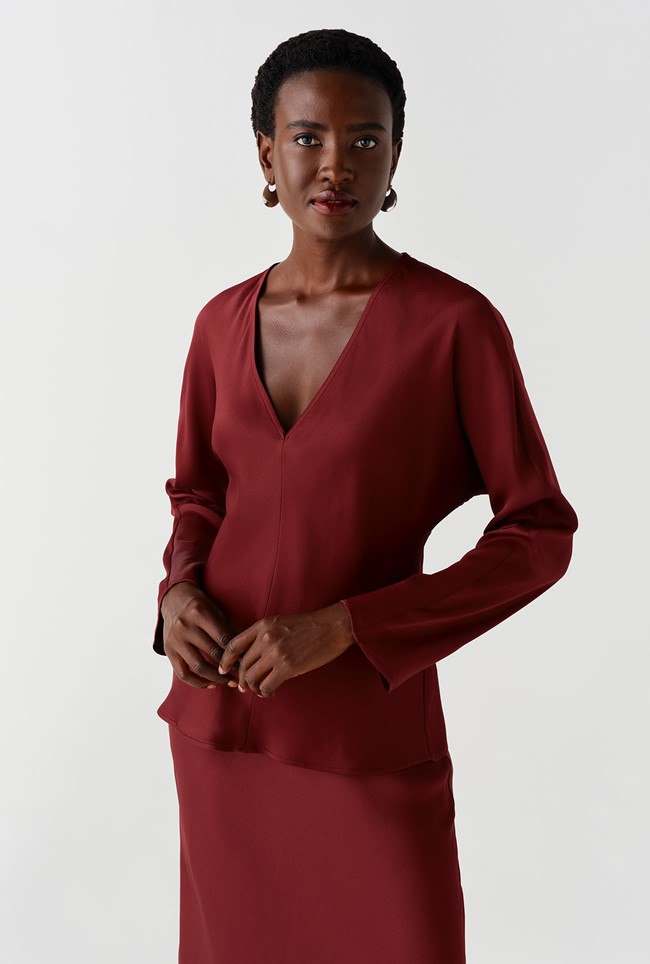 Lucille Long Sleeve Satin Top