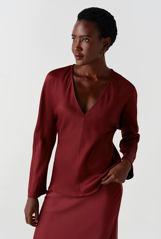 Lucille Long Sleeve Satin Top