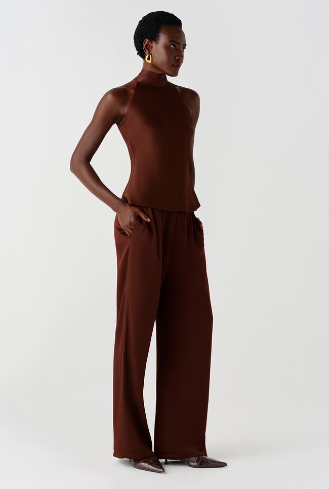 Reese High Neck Satin Top