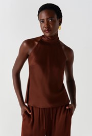 Reese High Neck Satin Top