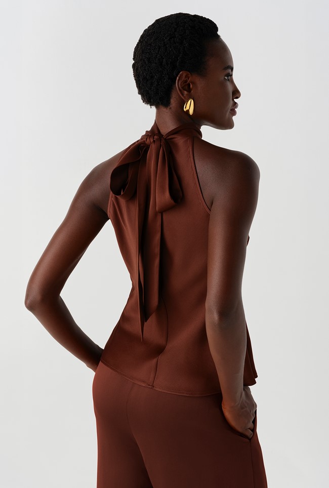 Reese High Neck Satin Top