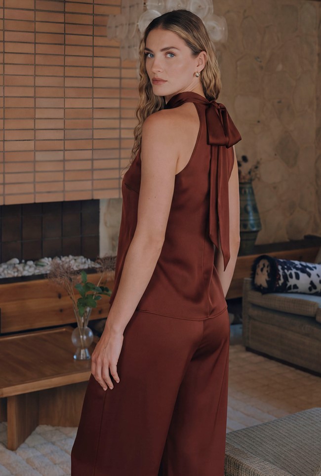 Reese High Neck Satin Top