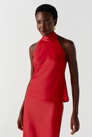 Reese High Neck Satin Top