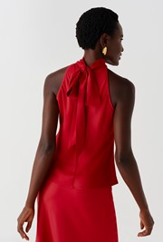 Reese High Neck Satin Top