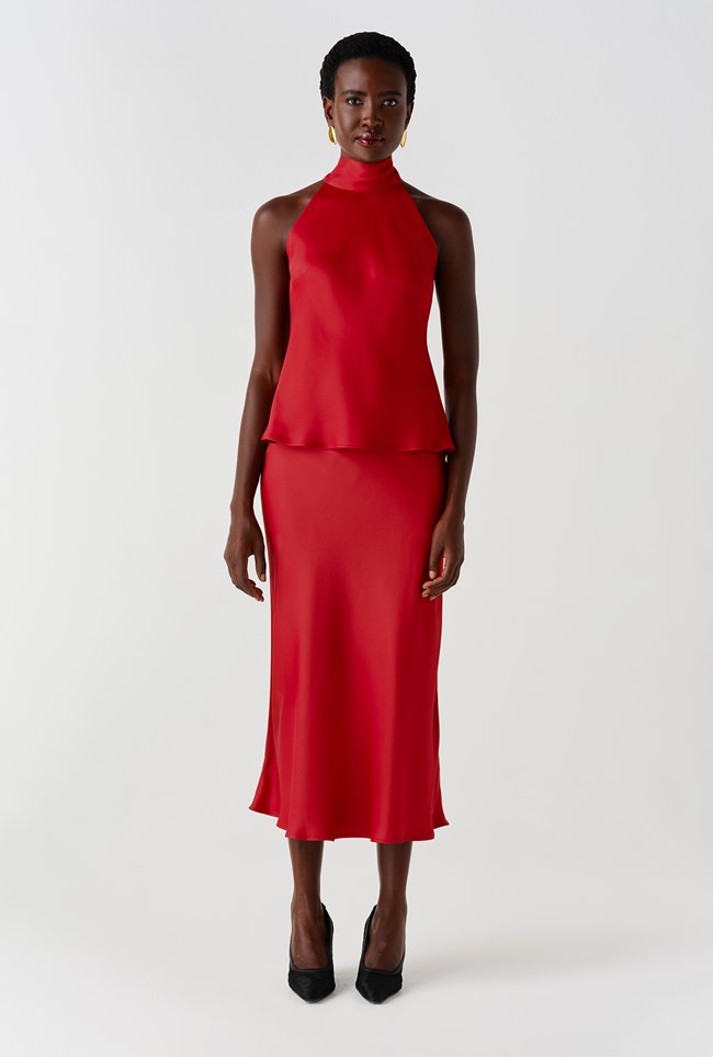 Reese High Neck Satin Top